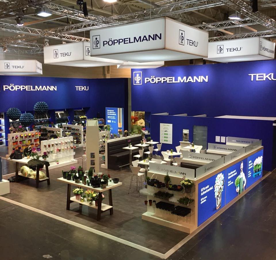 Aufgebauter Heines-Messestand für Pöppelmann auf der IPM Essen
